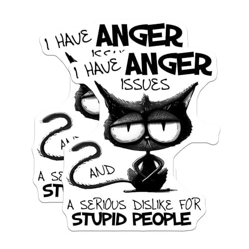 (2 Pack) Anger Issues Magnets - Funny Cat Magnet - Sarcastic - 5" On Longest Side - for Cars, Fridges, Toolboxes - Made in USA - MAG3982