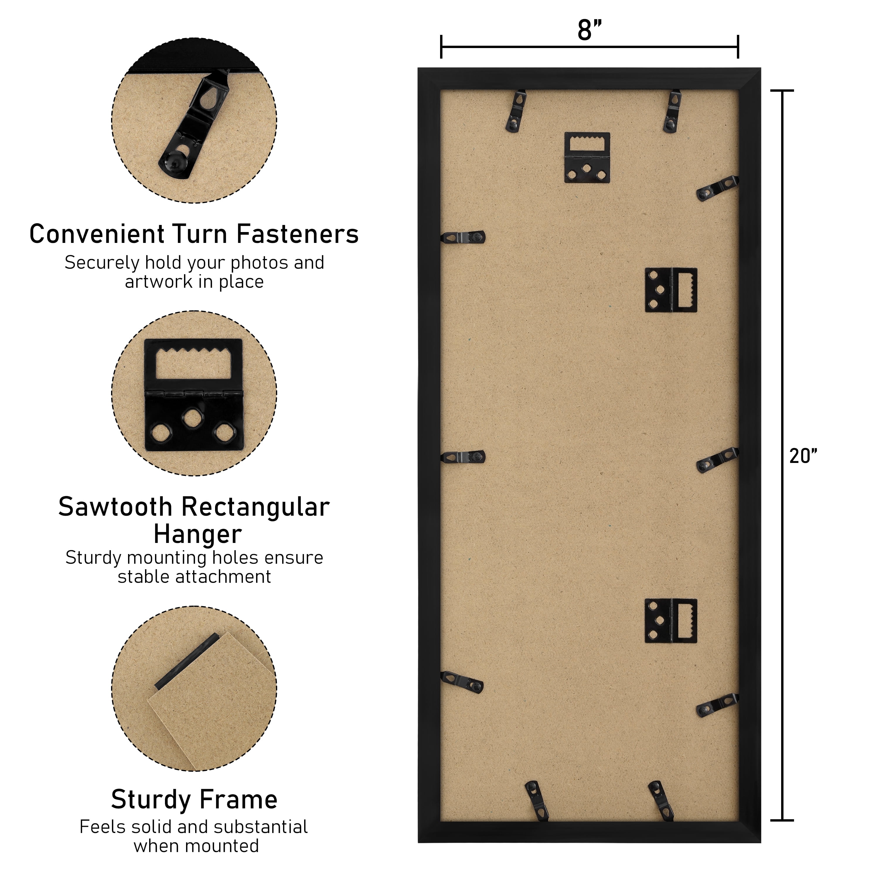 Postrame-4x6 Picture Frame-Black 4 Photo Collage Frame for Wall Hanging