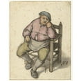 thumbnail image 2 of Adriaen van Ostade 20x24 Gold Ornate Framed and Double Matted Museum Art Print Titled - Seated Man with a Pipe (1670 - 1685), 2 of 4
