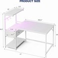 thumbnail image 3 of Gaming Desk 41 Inch with CPU Stand and LED Light, Computer Desk with Reversible Shelves and Storage Drawer, Pc Small Desk for Home Office Table with Bag, White, 3 of 7
