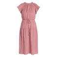 thumbnail image 2 of Time and Tru Women's Cotton Double Cloth Midi Dress with Short Flutter Sleeves, Sizes XS-XXXL, 2 of 5