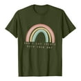 thumbnail image 2 of Virmaxy Don't Let Idiots Ruin Your Day Womens Summer Crew T-shirt Short Sleeves Letter Rainbow Print Casual Tops Pullover Blouse T-shirt Olive Green L, 2 of 6
