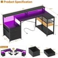 thumbnail image 6 of Homieasy L Shaped Desk with Drawer, Reversible L Shaped Gaming Desk with Power Outlet & LED Strip, Home Office Desk with Monitor Shelf, Corner Desk with Storage Shelves,Black, 6 of 6