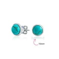 thumbnail image 4 of Ensemble de Boucles d'Oreilles à Boutons en Dôme Rond Turquoise Bleu Compressé Simple pour Femmes.925 Argent Sterling, 4 of 5