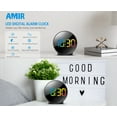 thumbnail image 2 of Alarm Clock, AMIR Black Clock Curved LED Display 2 Alarms Snooze 4-Level Brightness Digital Alarm Clock for Bedroom Office, 2 of 10