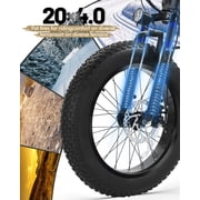 Qlife Racer Fat Tire Electric Bicycle for Adults, 28MPH Mountain Ebike with 500W Brushless Motor, Removable Battery, 20X4.0 Tire Step Over E-MTB with 7-Speed White
