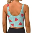 thumbnail image 3 of Haiem Watermelon Pattern Womens Sports Bra - U Neck Padded Low Impact Yoga Bra Workout Crop Top Gym Moisture-Wicking Workout Vest -Medium, 3 of 9