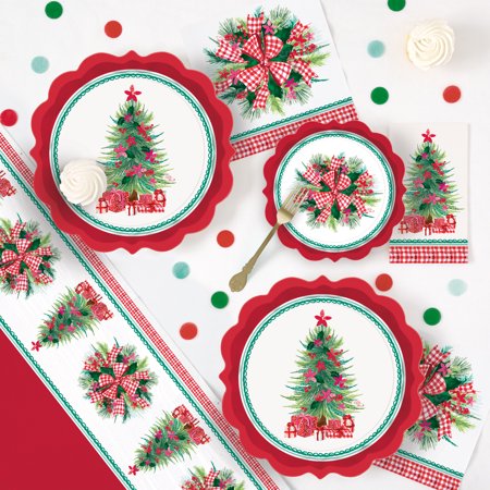 Pioneer Woman Holly &amp; Bows Christmas Paper Dessert Plates, 8in, 12ct