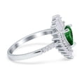 thumbnail image 1 of Art Deco Pear Wedding Ring Simulated Green Emerald CZ 925 Sterling Silver Size 9, 1 of 4