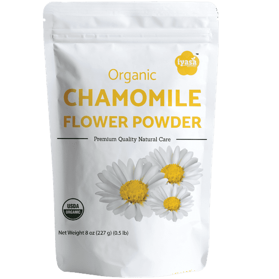 Iyasa Holistics Organic Chamomile Flower Powder, Food Grade for Baking, Cooking, Tea, Summer Drinks, DIY Skin and Hair Care Products, Natural Face Packs, Face Mask 8 oz 223 gm