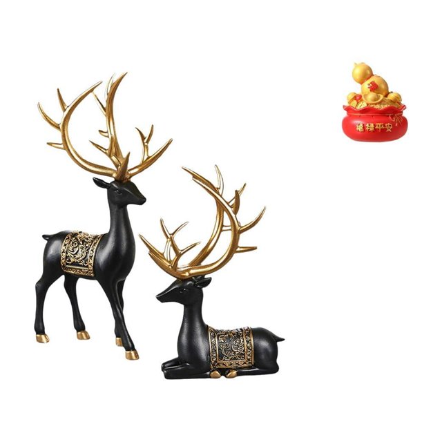 Estatua De Resina De Alce Reno Y Bolsa De Dinero, Colección De Figuritas De Cornucopia Para Mesa, Boda, Inauguración De La Casa, Festival De Primavera, Decoración De Año Nuevo, Regalo
