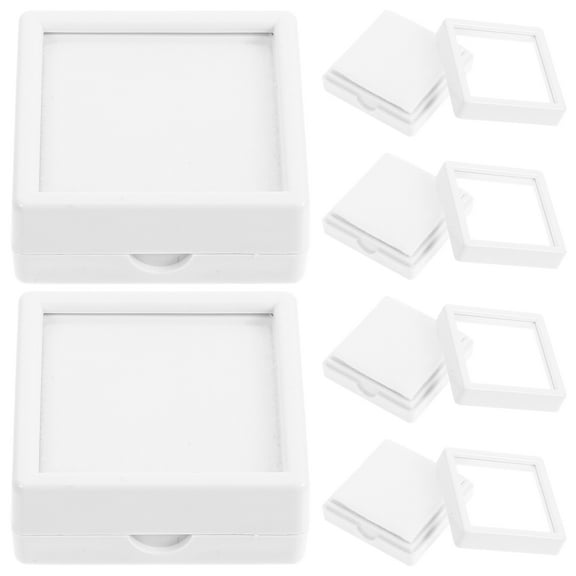 OUNONA Set of 6 Glass Top Jewelry Boxes for Display and Storage, Perfect for Stones, Gems, Rocks, and Jewelry with Clear Lids