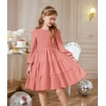 thumbnail image 3 of Arshiner Girls Dress Fall Boho Long Sleeve Shirred Smocked Tiered Party Dresses with Pockets, 3 of 6