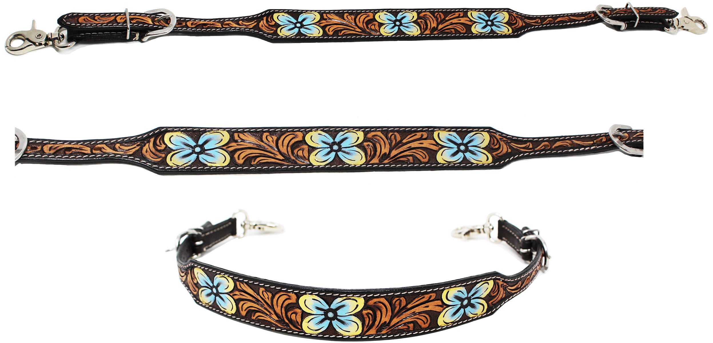 Western Tack Floral Tooled Leather Wither Breast Collar Strap 105S03