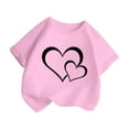 thumbnail image 3 of Girl Summer Tops Size 6 Printing T-Shirt Clothes Soft Cotton Crew Neck Tees Cute Casual Tops Pink 110, 3 of 5