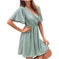 thumbnail image 2 of SMihono Robe d'Été Grande Taille pour Femmes 2023 Mode Imprimée Décontractée Printemps et Été Col en V Manches Courtes Longueur Genou, 2 of 5