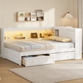 thumbnail image 1 of Full Size Wood Daybed with Storage Shelves, USB, LED, and 2 Drawers, White, 1 of 5