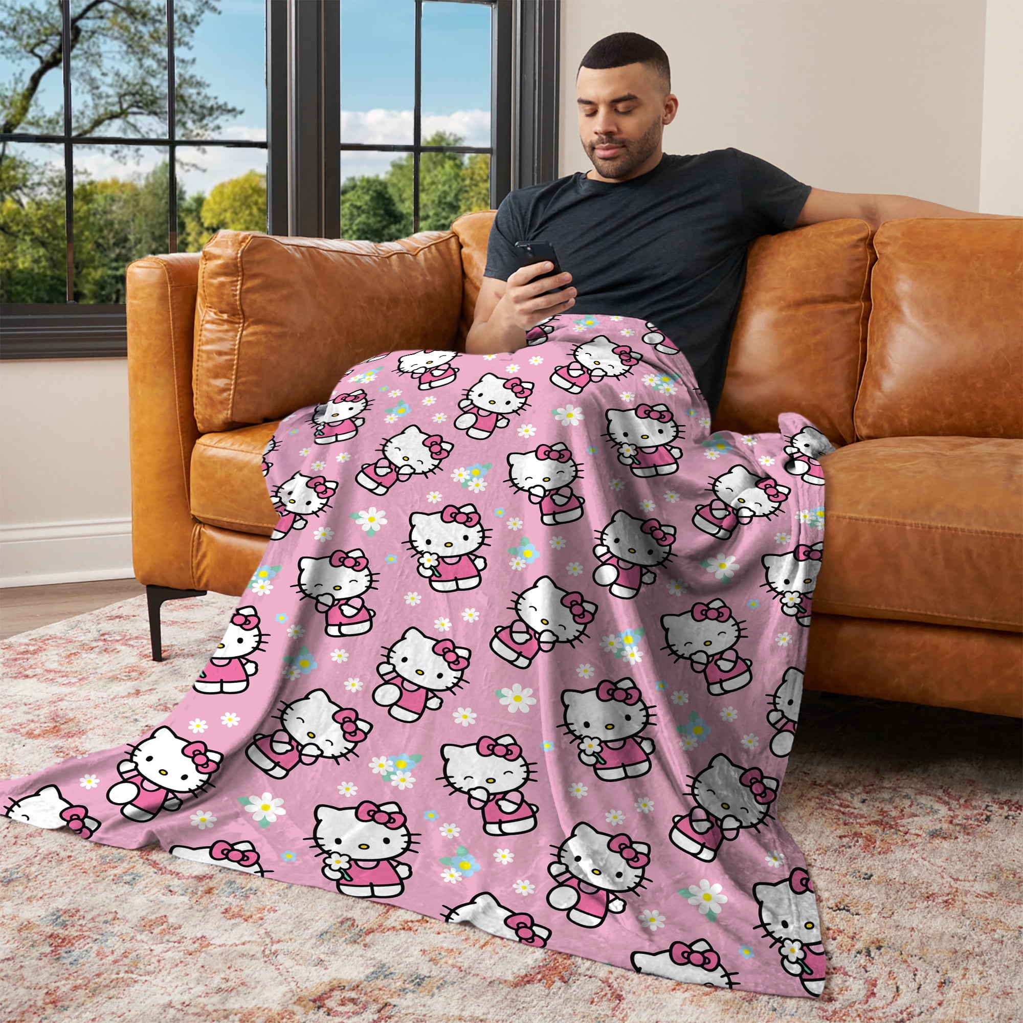 Hello Kitty Flower Power Silk Touch Throw Blanket 50x70 inches