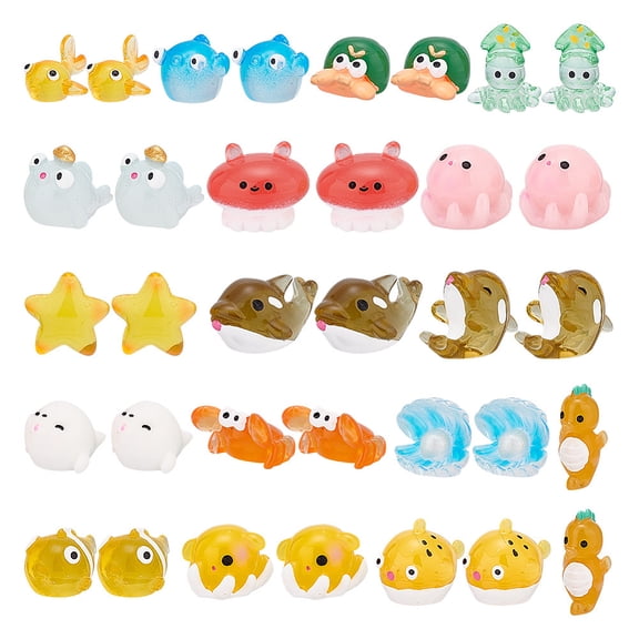 51Pcs Resin Ocean Animal Figurines Sea Animals Themed Decorations Miniature Ocean Animals for Crafts Resin Sea Animals Statue