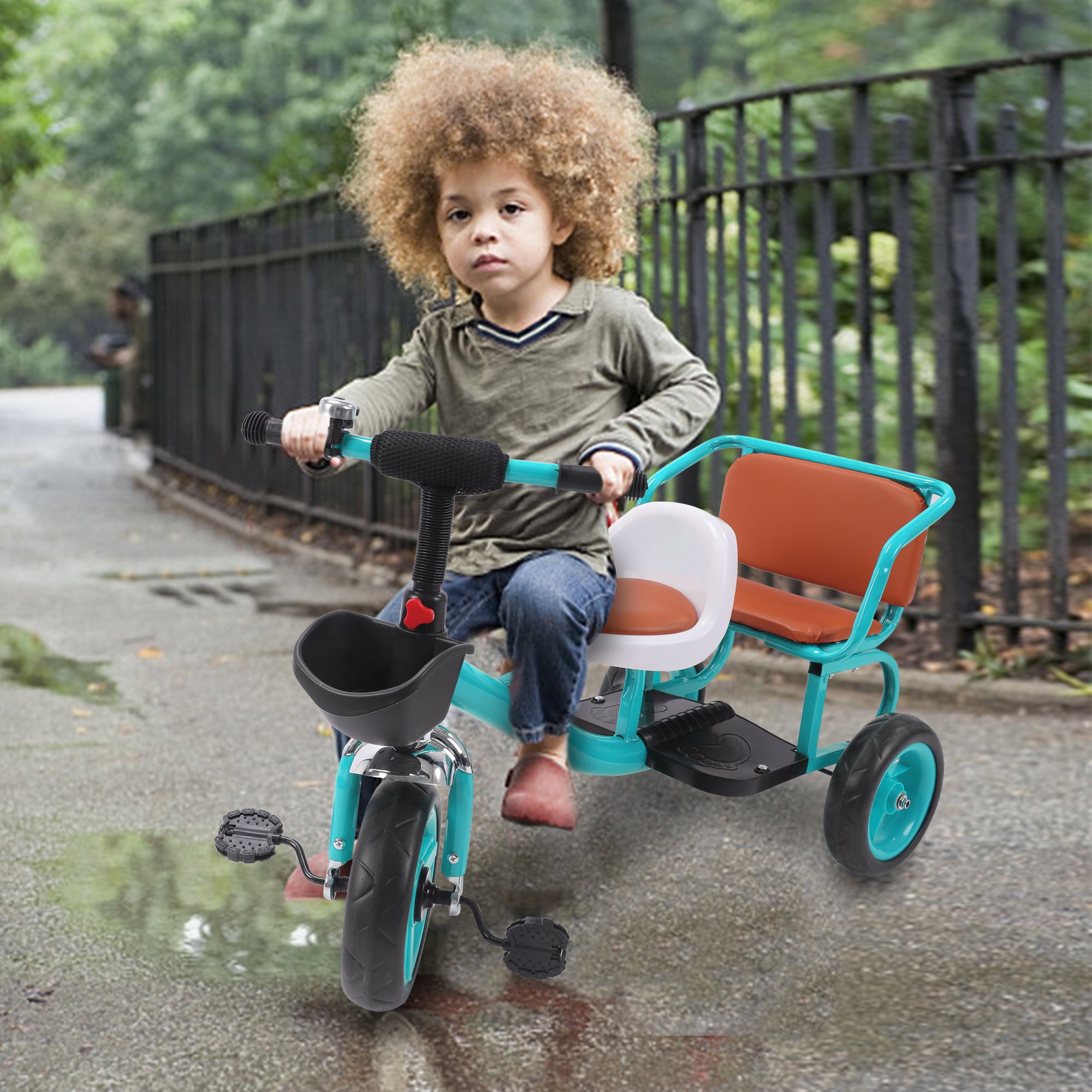 3-Wheel Trike Bicycle for Toddlers, Kids Pedal Tricycle Stroller with Basket, Folding Trike Bike