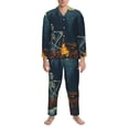 thumbnail image 3 of Sikiie Moonlit Skeleton Campfire Mens Pajama Set, Soft Warm Long Sleeve Sleepwear, Cozy Button-Down Pjs for Men-XX-Large, 3 of 7
