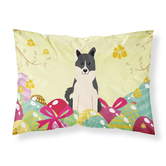 Carolines Treasures BB6029PILLOWCASE Easter Eggs Russo-European Laika Spitz Fabric Standard Pillowcase Standard