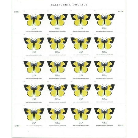 California Dogface Butterfly 1 Sheet of Twenty (Two-ounce) Forever USPS Postage Stamp Celebrate Wedding (20 Stamps)