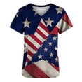 thumbnail image 4 of EGNMCR 4th of July Scrub Tops for Women Short Sleeve Independence Day Nursing Uniform V Neck Holiday Funny Tunic Blouse Workwear Blouse T shirt with Pockets Summer, 4 of 4