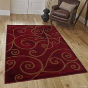 Allstar Red Abstract Modern Area Carpet Rug (5' 2" x 7' 2")