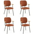 thumbnail image 1 of Gymax Set of 4 Fabric Kitchen Dining Chair Armchair Padded Modern Accent Chair Orange, 1 of 6