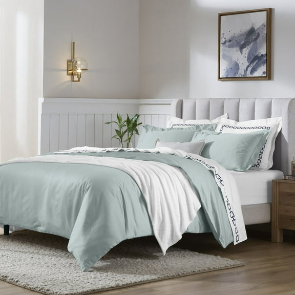 Superior 650 Thread Count Egyptian Cotton Duvet Cover Set, Teal, Full/ Queen