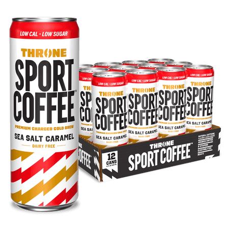Throne Sport Coffee Sea Salt Caramel Cold Brew Coffee Drink, 11 fl oz Can, 12 Count