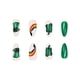 thumbnail image 2 of 24 uñas postizas con diseño de armadura brillante blanca y verde de San Patricio, 2 of 9