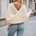 thumbnail image 3 of DuoJiaJ Women's Casual Knit Sweater Long Sleeve Batwing Pullover Loose Openwork Cardigan Wrap Shawl Top For Daily Wear Women's Lightweight Sweater Beige One Size, 3 of 5