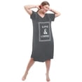 thumbnail image 4 of FEREMO Plus Size Nightgowns for Women V Neck Short Sleeve Nightshirts Sleepwear(DarkGray,2X), 4 of 5