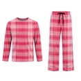thumbnail image 4 of HAJWOH Men's Long Sleeve Plaid Pajama Set with Elastic Drawstring Waist Pants for Home Loungewear, 4 of 5
