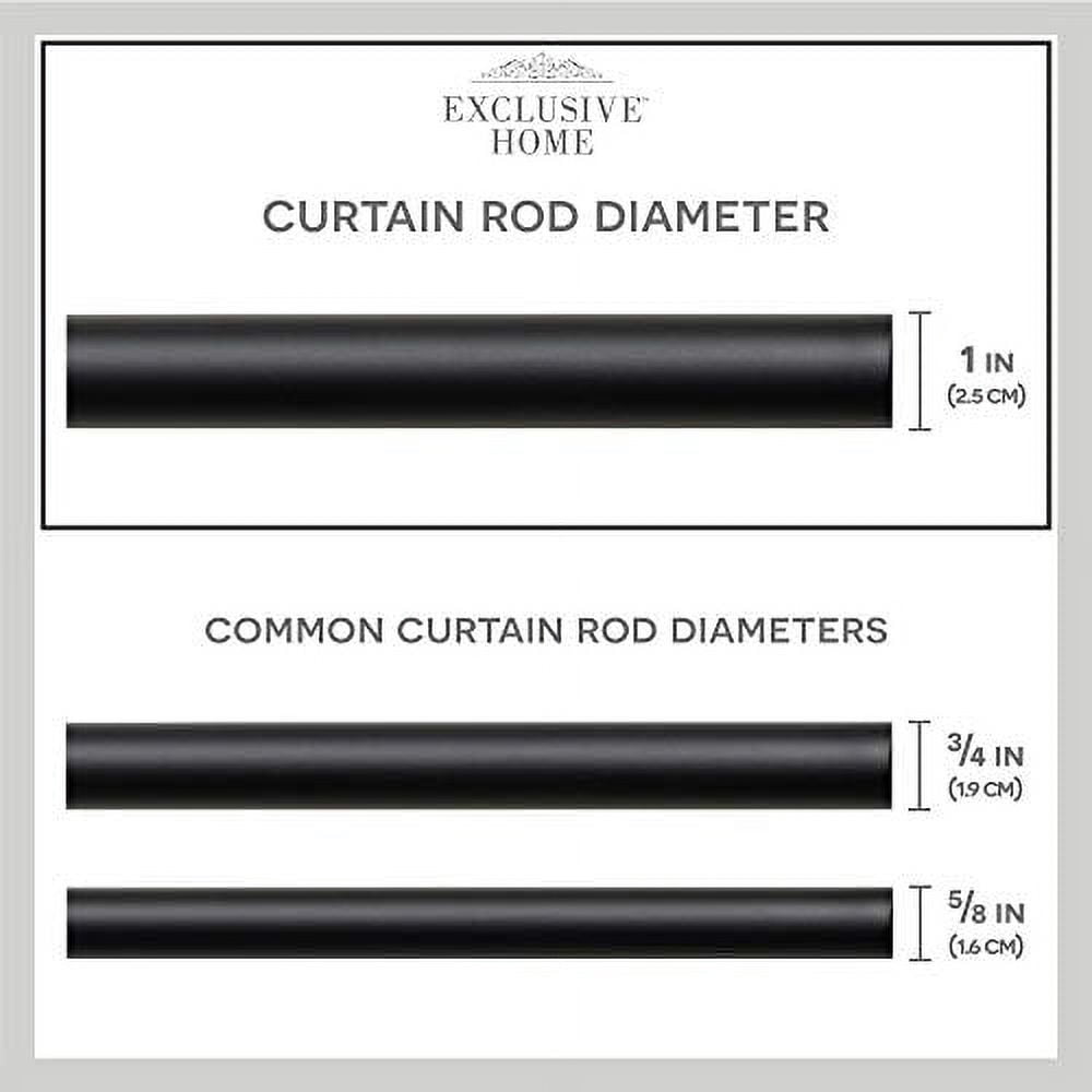 Exclusive Home Anastasia 1" Curtain Rod and Finial Set, Black, Adjustable 36"-72"