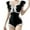 Black, variant on Sngxgn Women's Swimsuit Slimming High Cut Bathing Suit Ribbed Tummy Control Swimwear(Blue,One Size)