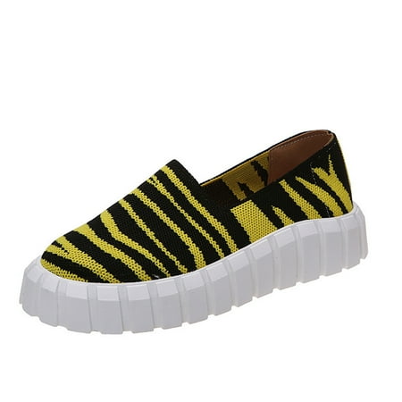 

Fesfesfes Women Shoes Round Toe Casual And Comfortable Thick Soled Striped Footwear Breathable Lightweight Shoes 42(9)