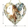 thumbnail image 2 of Heart-Shaped Angel with Wing Acrylic Painted Disc Pendant - 8in Window & Porch Hanging Decoration for Home, Cute Angel-Themed Ornament to Enhance Indoor/Outdoor Holiday & Daily Ambiance, A, 2 of 7