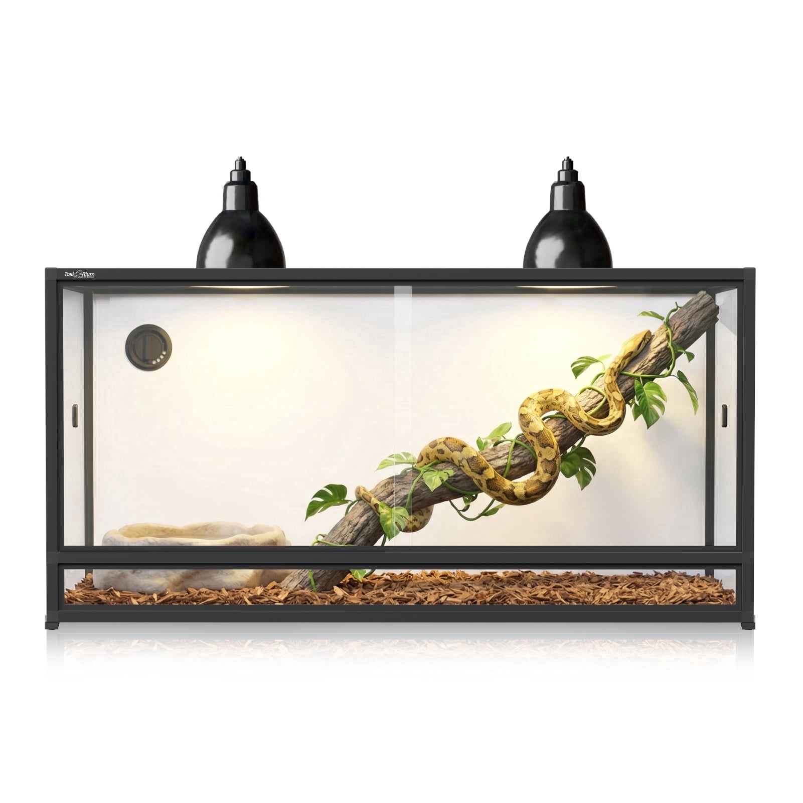 Toxirium 48x24x24 inch PVC Reptile Enclosure, 120 Gallon Habitat with Sliding Glass Doors for Bearded Dragons, Lizards and Snakes