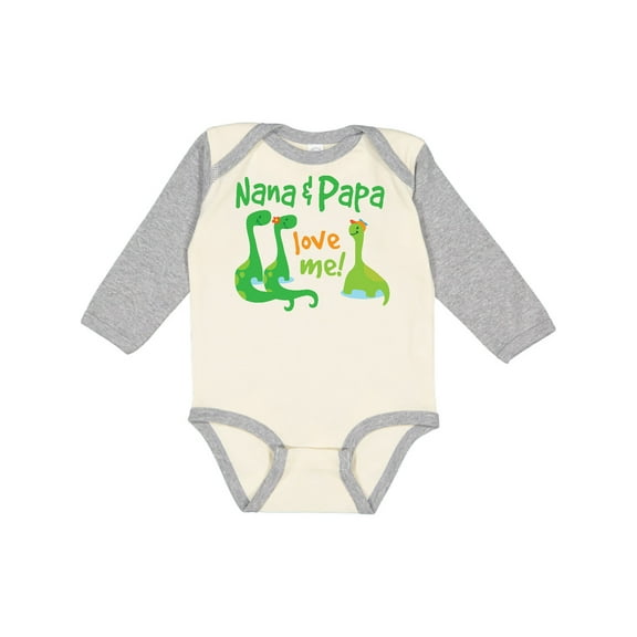 Inktastic Nana Papa Love Me Grandchild Dinosaur Boys Long Sleeve Baby Bodysuit