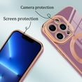 thumbnail image 3 of Designed for iPhone 13 Pro Max Case for Women & Girls [Compatible with MagSafe] Luxury Plating Gold Bumper Phone Cover Full Camera Protection Cover for iPhone 13 Pro Max 6.7 Inch-Purple, 3 of 12