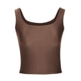 thumbnail image 4 of Mrat Plus Size Tank Tops Women's Fashion Casual Spring Summer Beach Solid Color Round-Neck Tank Tops Camisole Tops Women Built In Bra S-192 Coffee S, 4 of 6