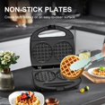 thumbnail image 4 of OSTBA Mini Waffle Maker 750W, plancha doble para gofres belgas de 4 pulgadas, platos antiadherentes, aparato de desayuno compacto, fácil de limpiar, perfecto para niños y desayuno familiar, ABS07-B/pe, 4 of 6