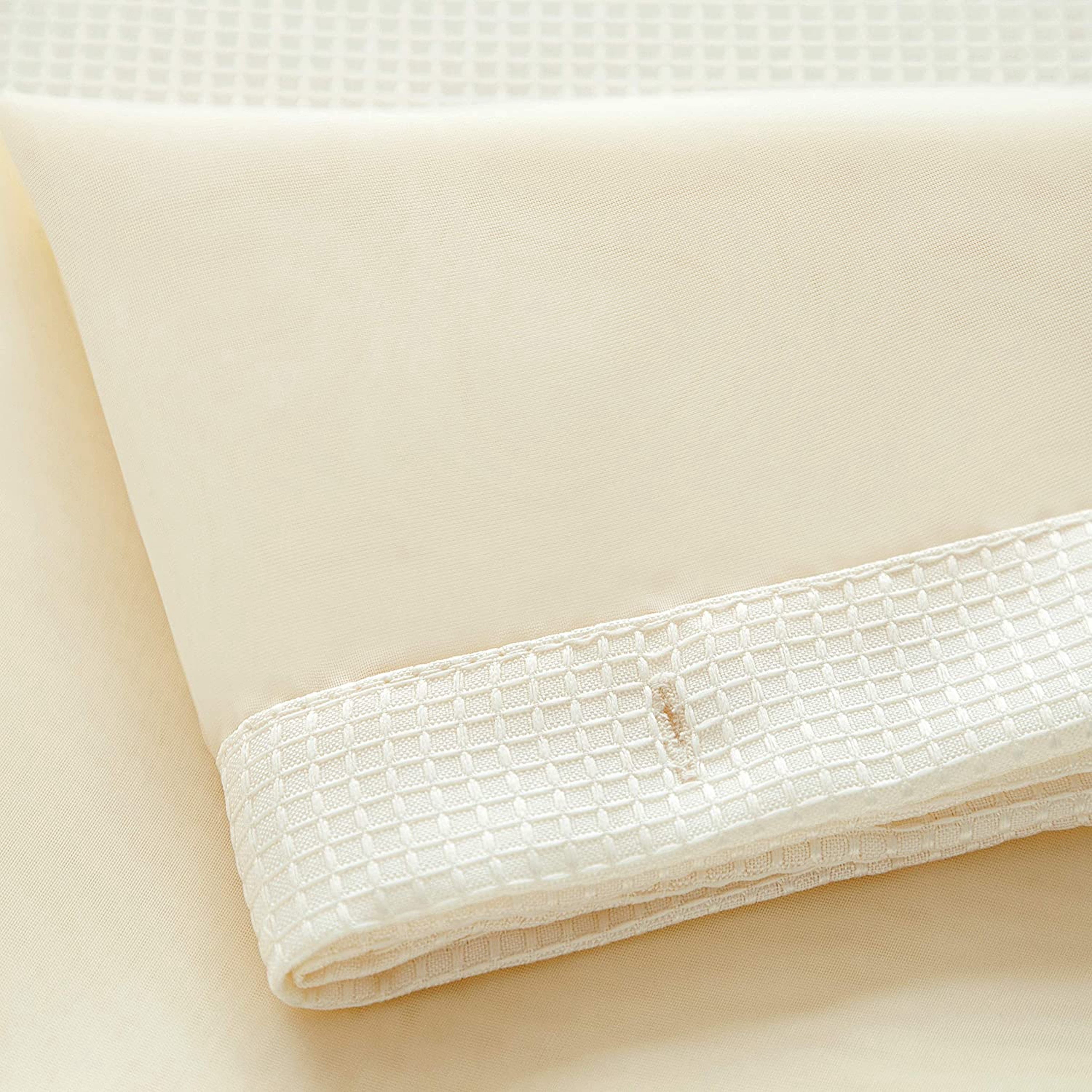 Dainty Home Complete 2 in 1 Waffle Weave Hotel Spa Style Fabric Shower Curtain Snap On/Off Waterproof Detachable Liner Set, 72 inch wide x 72 inch long in Beige