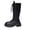 Black, variant on Womens Mid Calf Combat Boots Round Toe Lug Sole Platform Faux Leather Lace Up Side Zipper Punk Streetwear Boots Brown Size US5.5