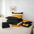 thumbnail image 6 of jejeloiu Geometric Stripes Lines 7 Pieces Bedding Comforter Set,Abstract Geometric Art Full Bedding Set,Orange Black Beige Fitted Sheet Flat Sheet For Adults,Breathable Home Decor Reversible, 6 of 8