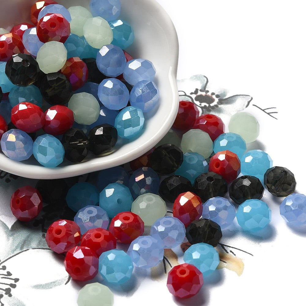Glass Beads Faceted Rondelle Light Steel Blue 10x8mm Hole: 1mm about 560pcs/500g