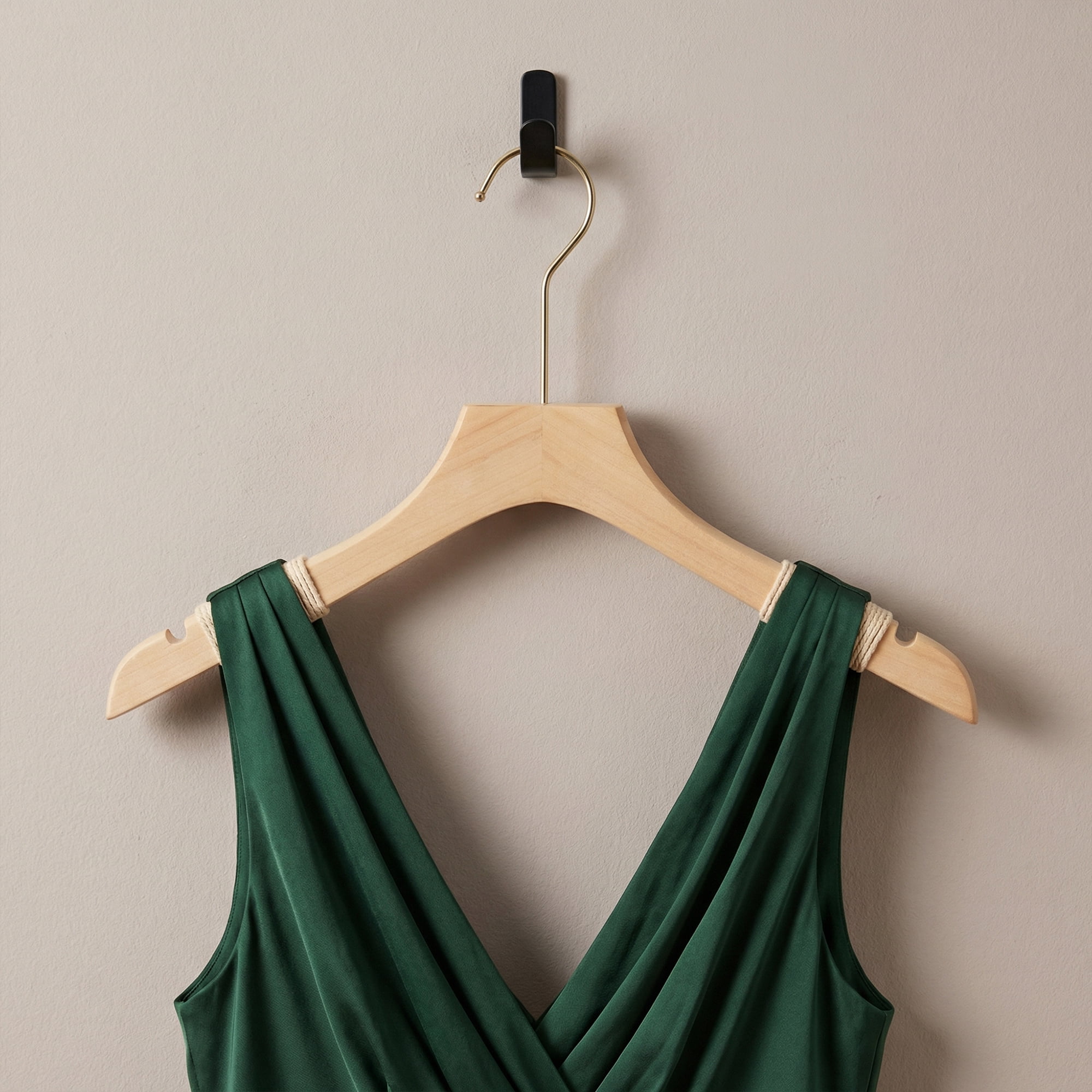 Unique Bargains 2Pcs Wood Rope Nonslip Hangers Natural 15x0.8in